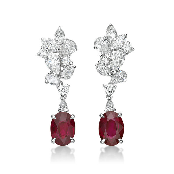 Ruby and Diamond Drop Earrings